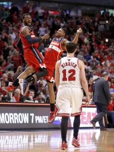 AP/Charles Rex Arbogast The Chicago Bulls/Washington Wizards first round series so far, described in one image.